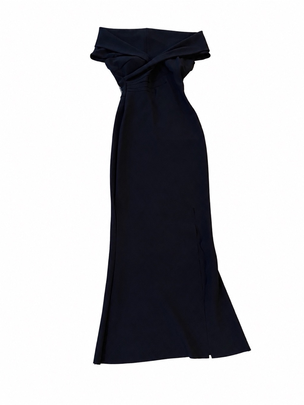 Chiara Boni La Petite Robe Black Off Shoulder Fishtail Gown Sz 42 Wedding Formal - Picture 8 of 16
